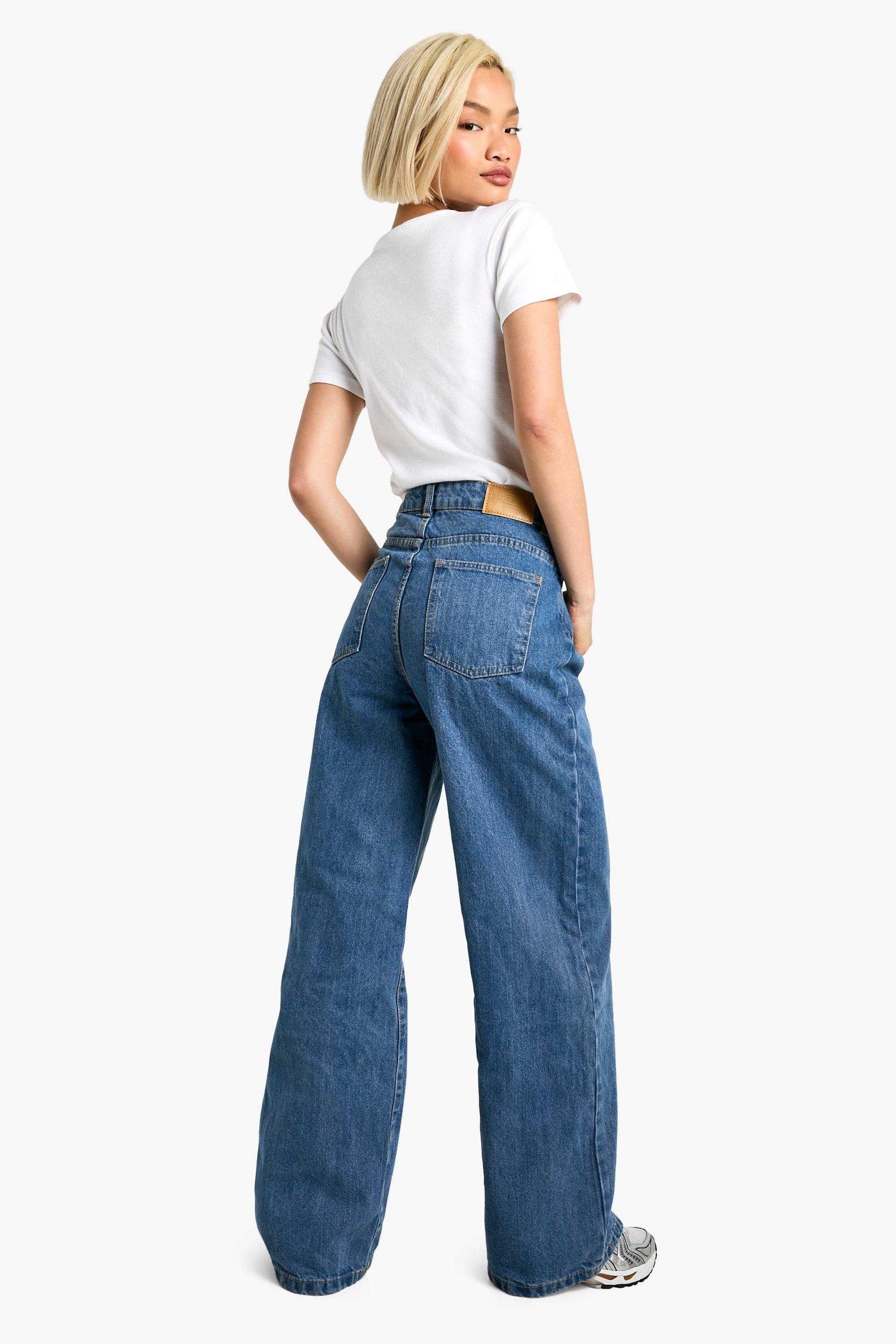 Basics High Waisted Wide Leg Jeans | boohoo